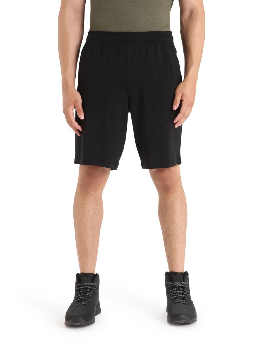 Black Men\'s Icebreaker Merino Shifter Shorts | USA 1108MQZA